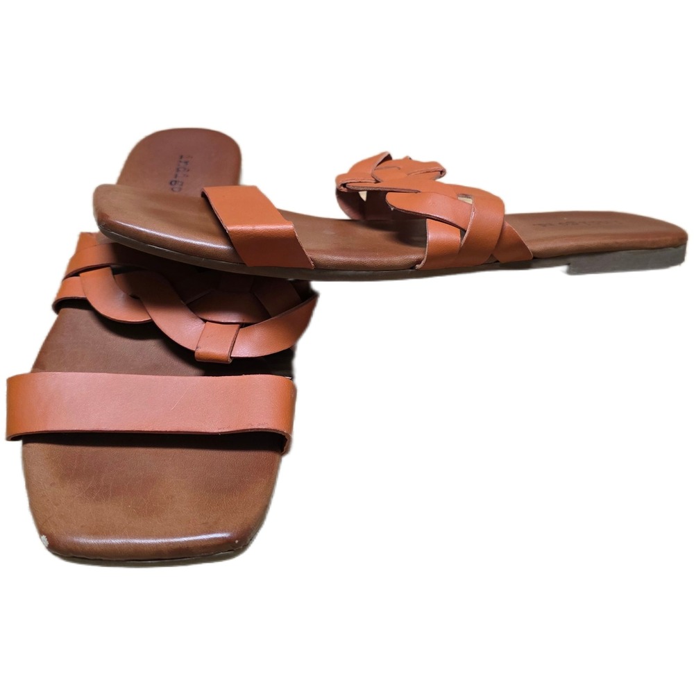 Indigo Rd Square Toe Sandals Women's Size 8M‎ Brown Braided Strap Slide